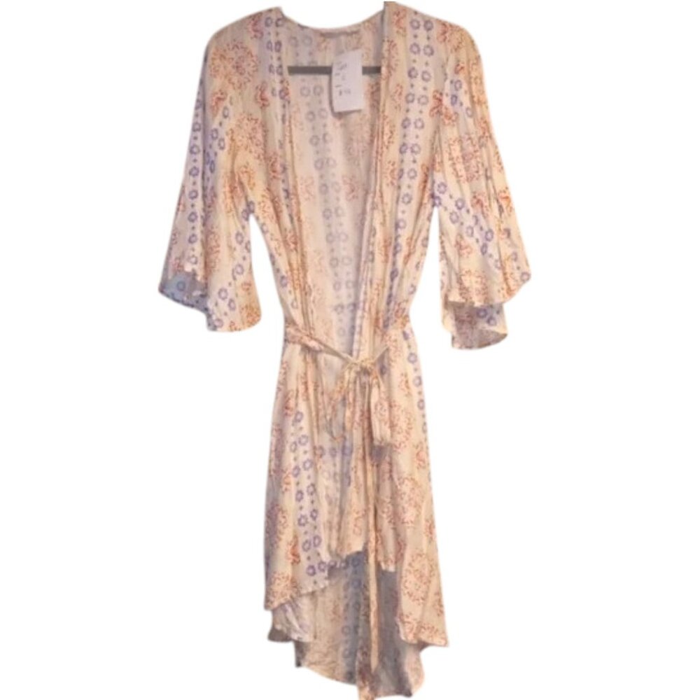 NWT Lush floral Hi Low Kimono Swim Cover Up Small